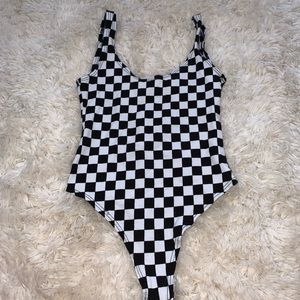 Checkboard bodysuit.